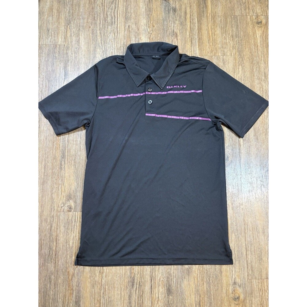 Oakley Polo Shirt Mens Medium Black Golf Sportswear Performance Hydrolix Adult